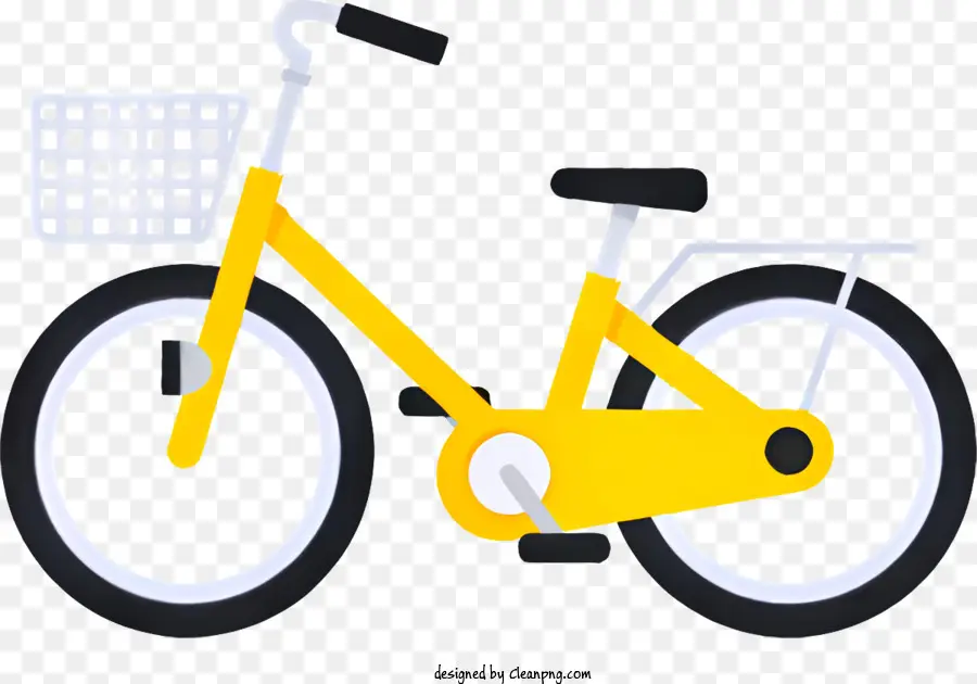 Bicicleta Amarela，Cesta Branca PNG