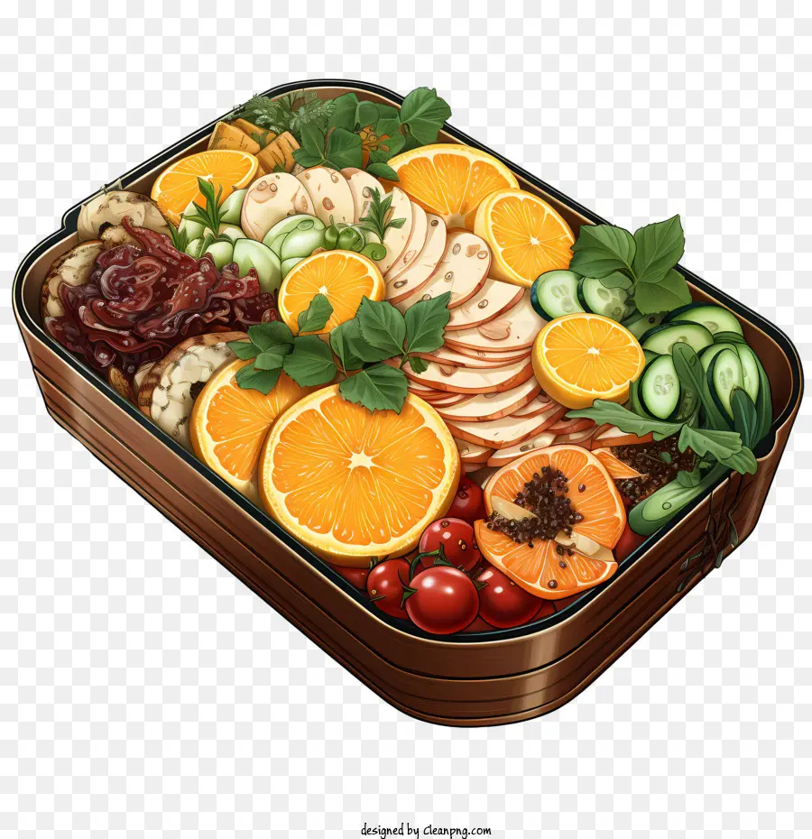 Caixa De Bento，Bandeja De Frutas E Vegetais PNG