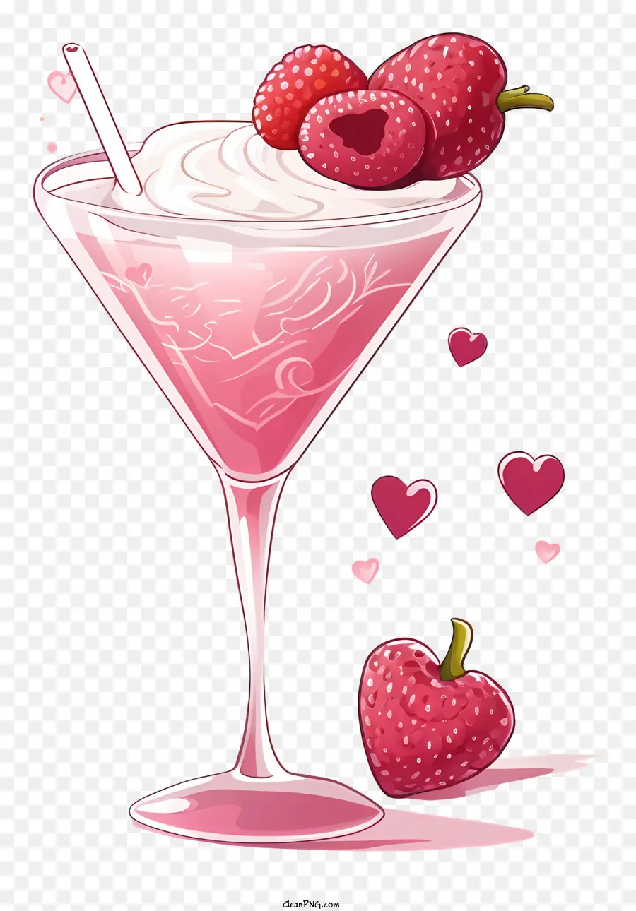 Esboço Do Dia Dos Namorados Coquetel，Cor De Rosa Cocktail PNG