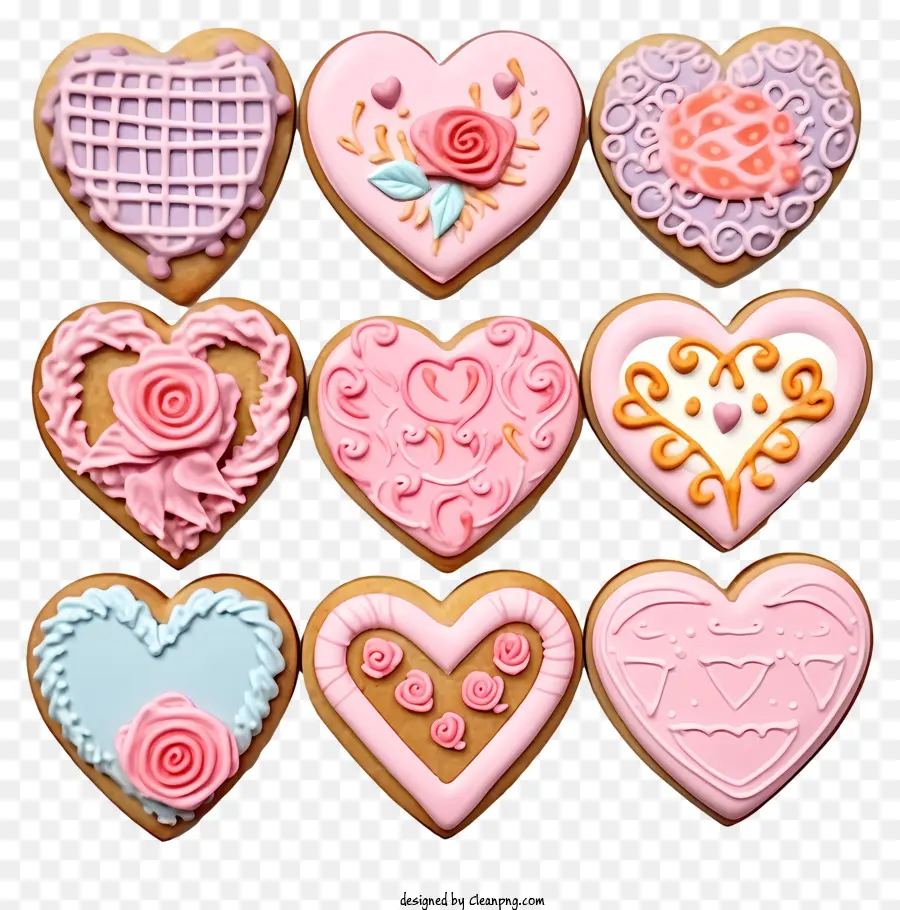 Pastel Valentines Cookies，Bolinhos Do Açúcar PNG