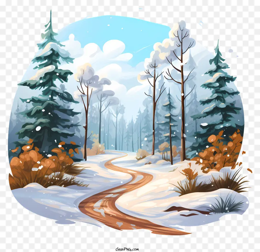 Caminho De Inverno，Paisagem De Inverno PNG