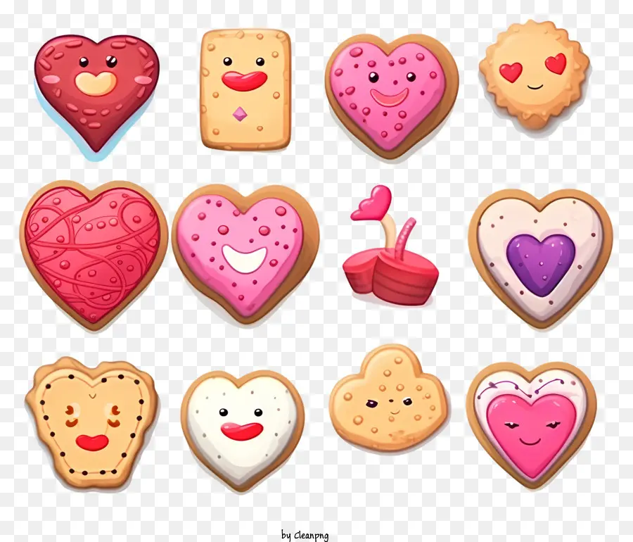 Cartoon Cookies Dos Namorados，Biscoitos Em Forma De Coração PNG