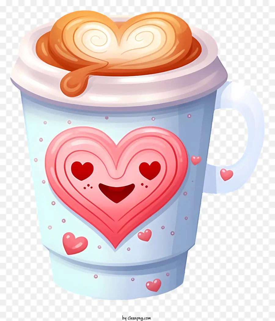 Café Pastel Do Dia Dos Namorados，Copo Em Forma De Coração PNG