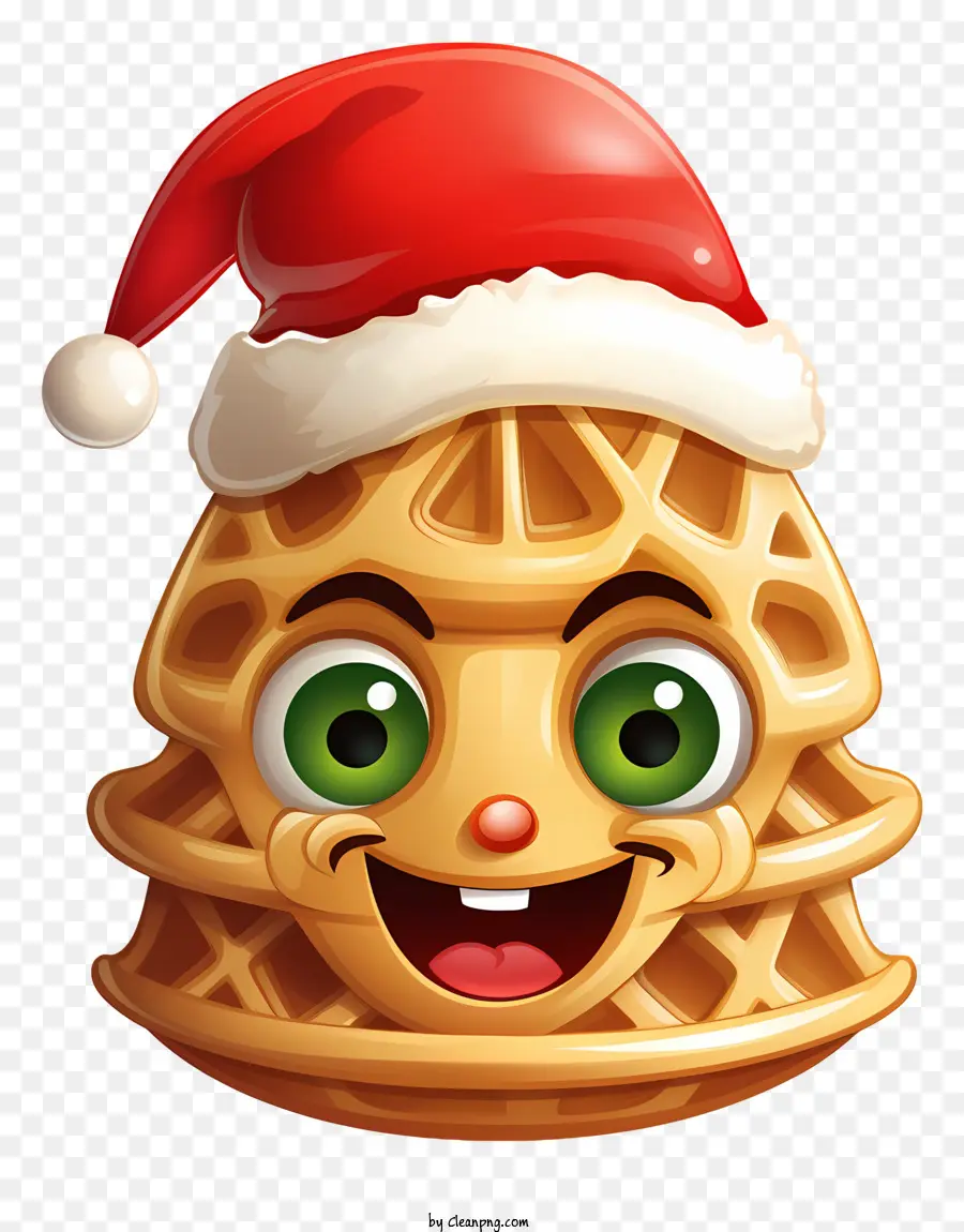 Waffles，Waffle Com Chapéu De Papai Noel PNG