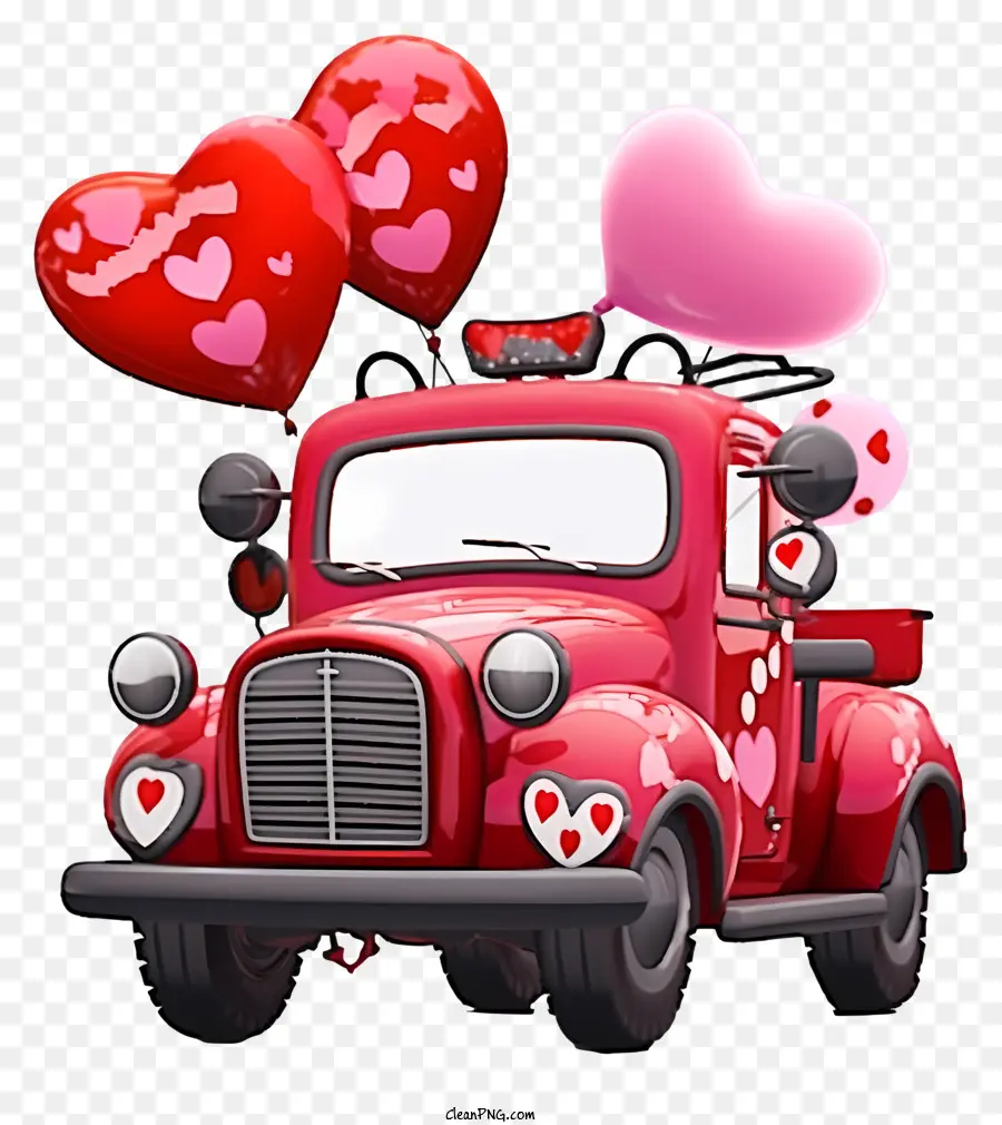 Veículo Dos Namorados De Desenho Animado，Palavras Chave Red Truck PNG