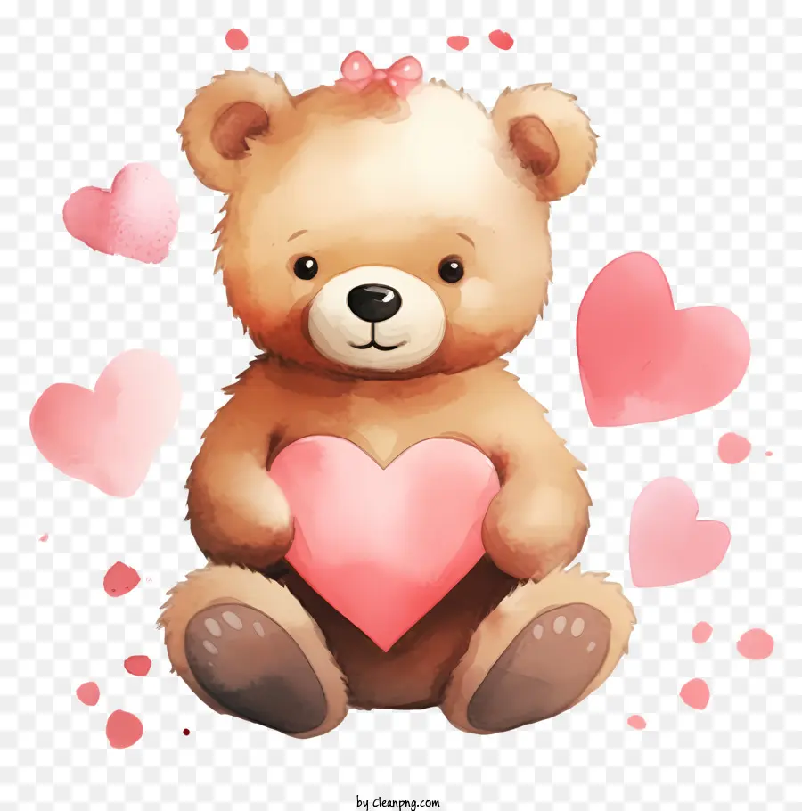 Urso De Pelúcia Aquarela Dos Namorados，Ursinho Rosa PNG