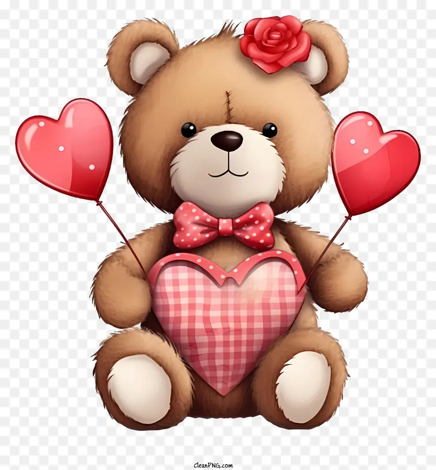 Trendy Retro Style Valentine Teddy Bear，Urso De Pelúcia PNG