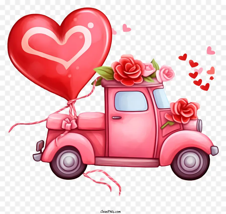 Emoji De Veículo Dos Namorados，Caminhão Rosa PNG