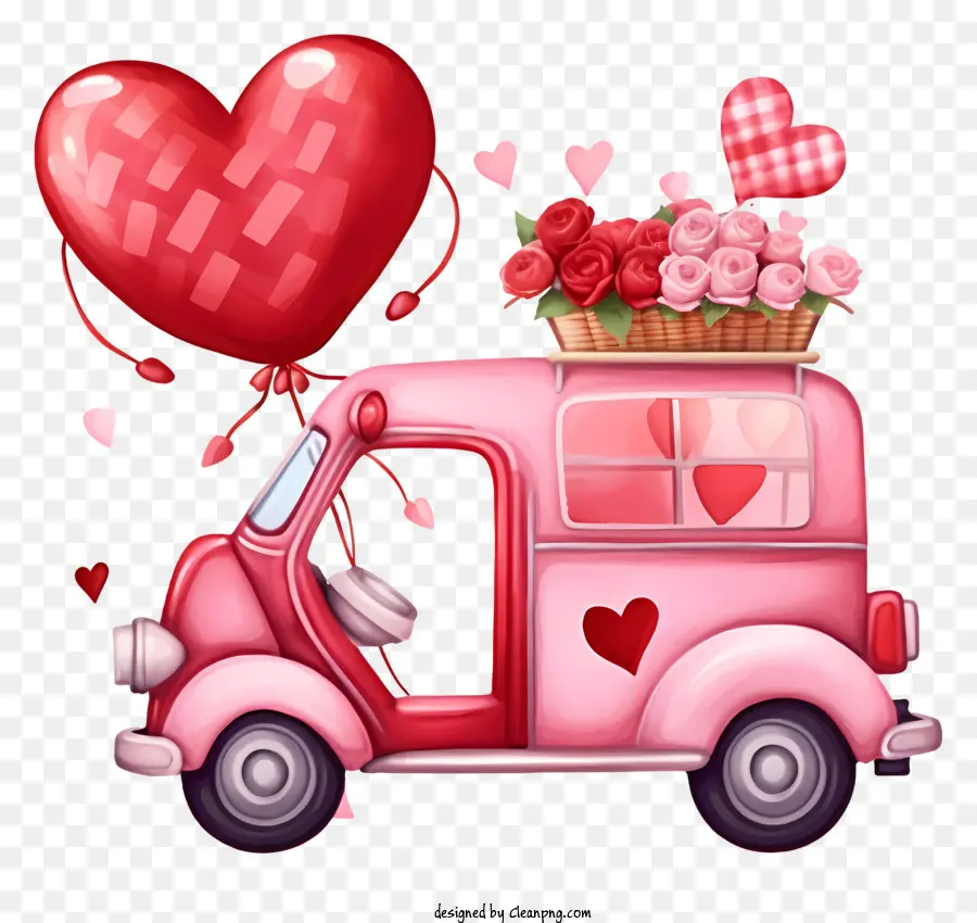 Emoji De Veículo Dos Namorados，Carro De Rosa PNG