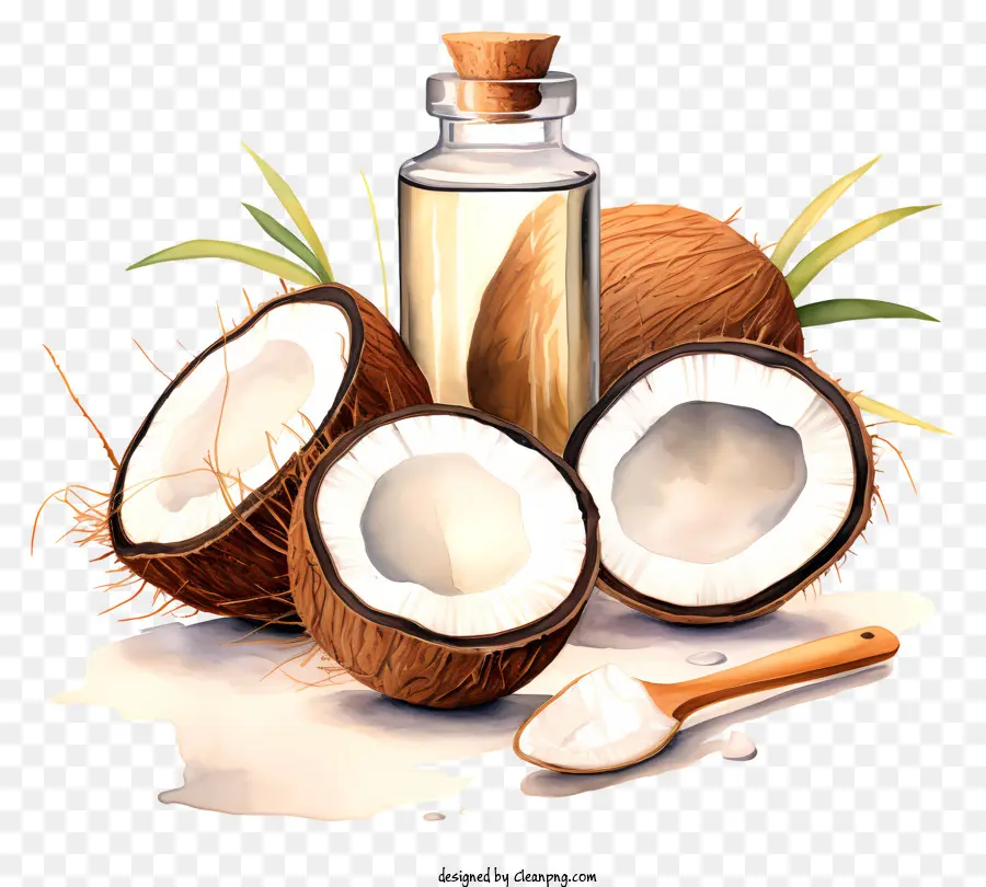 Óleo De Noz De Coco，Cocos E Óleo PNG