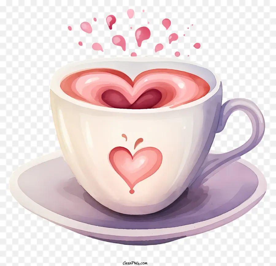 Café Pastel Do Dia Dos Namorados，Bebida Rosa Quente PNG