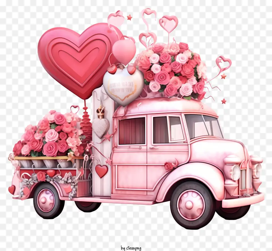 Veículo Dos Namorados Onírico，Caminhão Rosa PNG