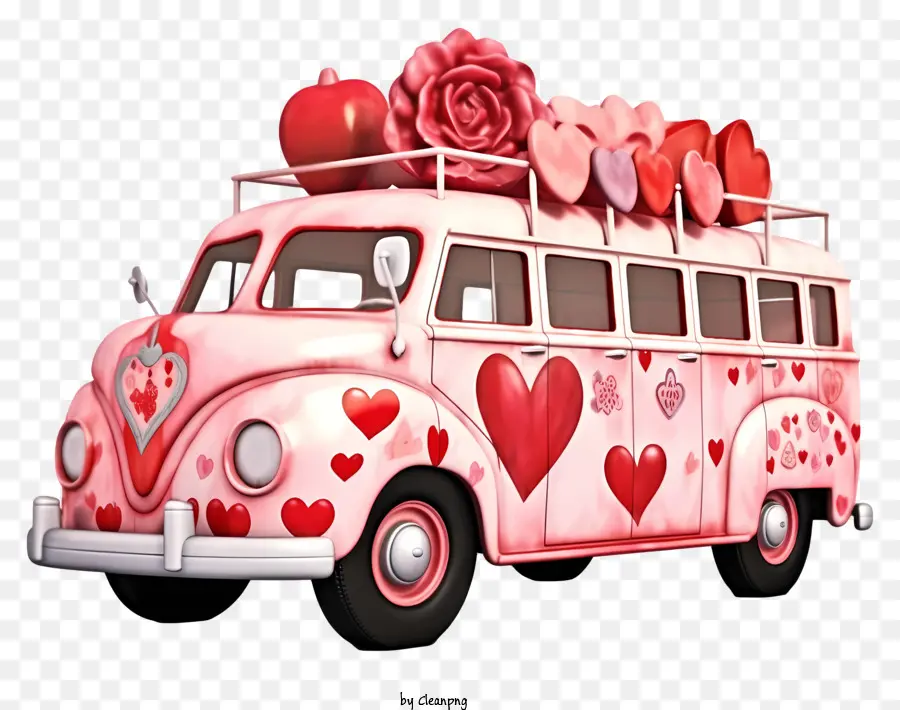 Veículo Valentim Realista，ônibus Volkswagen Vintage Rosa PNG