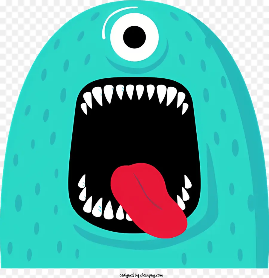 Monstro Verde Bonito，Dentes Longos Curvos PNG