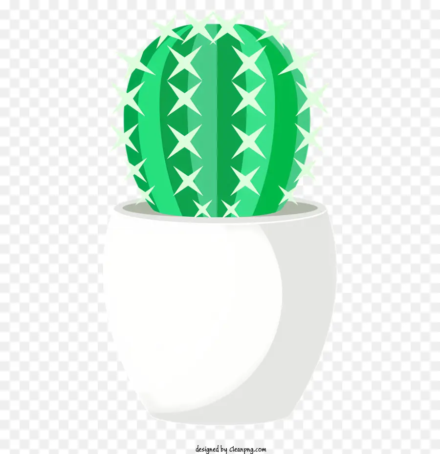 Pote De Cerâmica Branca，Verde Cacto PNG