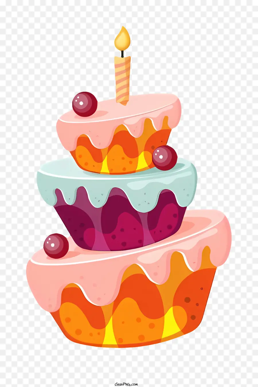 Bolo De Aniversário，Bolo De Três Camadas PNG