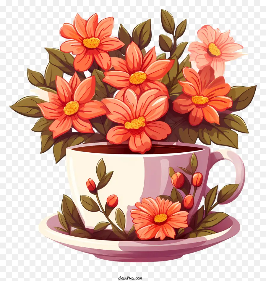 Flores Do Café，Vaso De Flores PNG