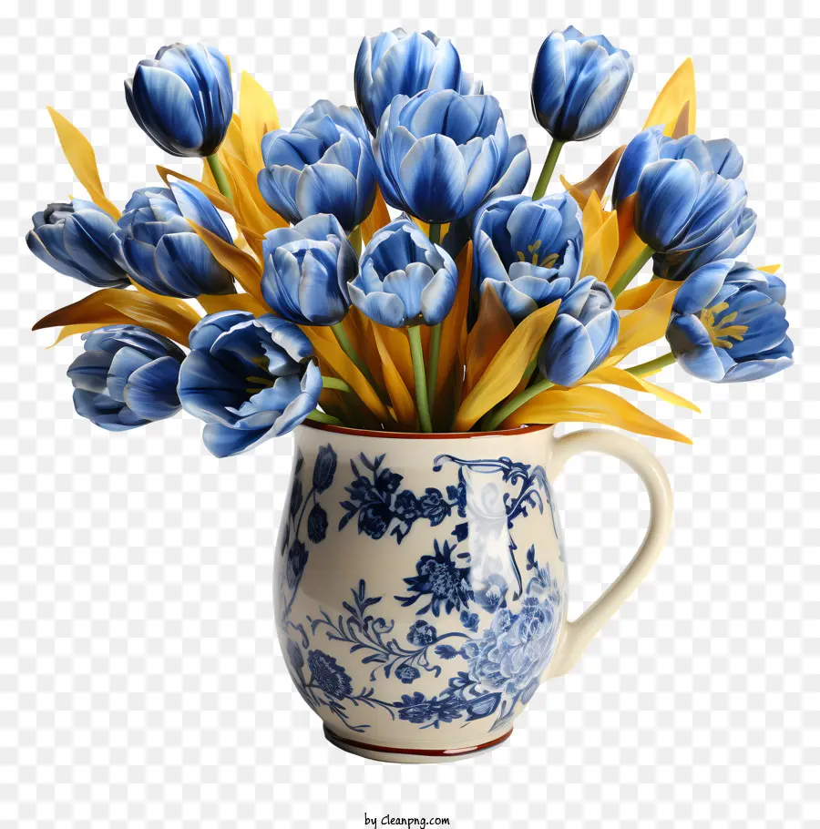 Flores De Café，Vaso Azul Com Flores PNG