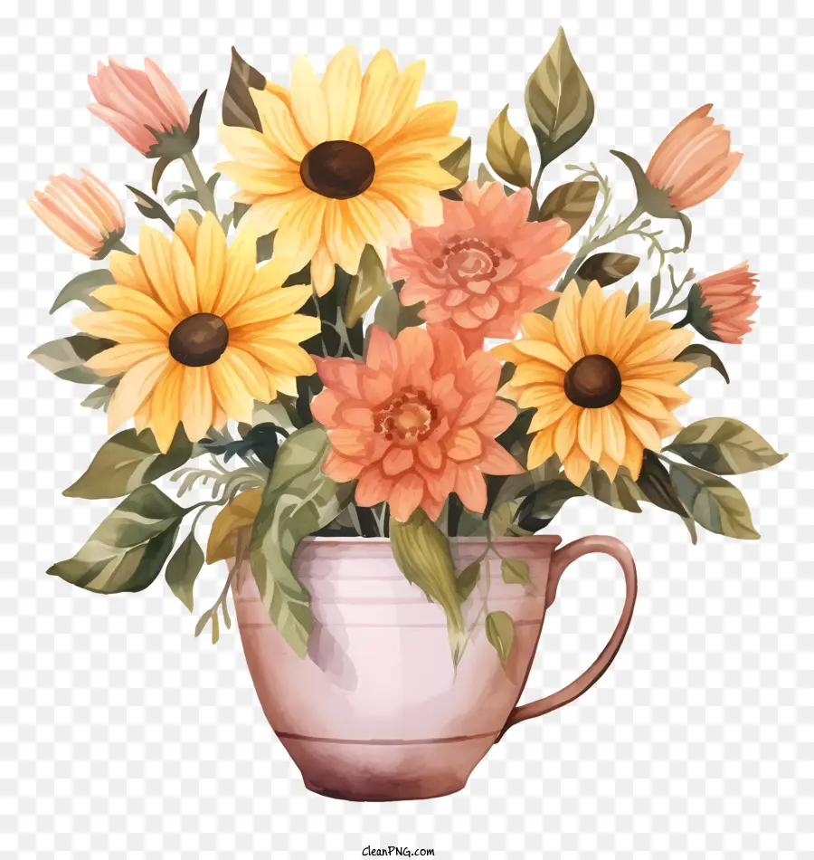 Flores Do Café，Vaso Com Flores PNG