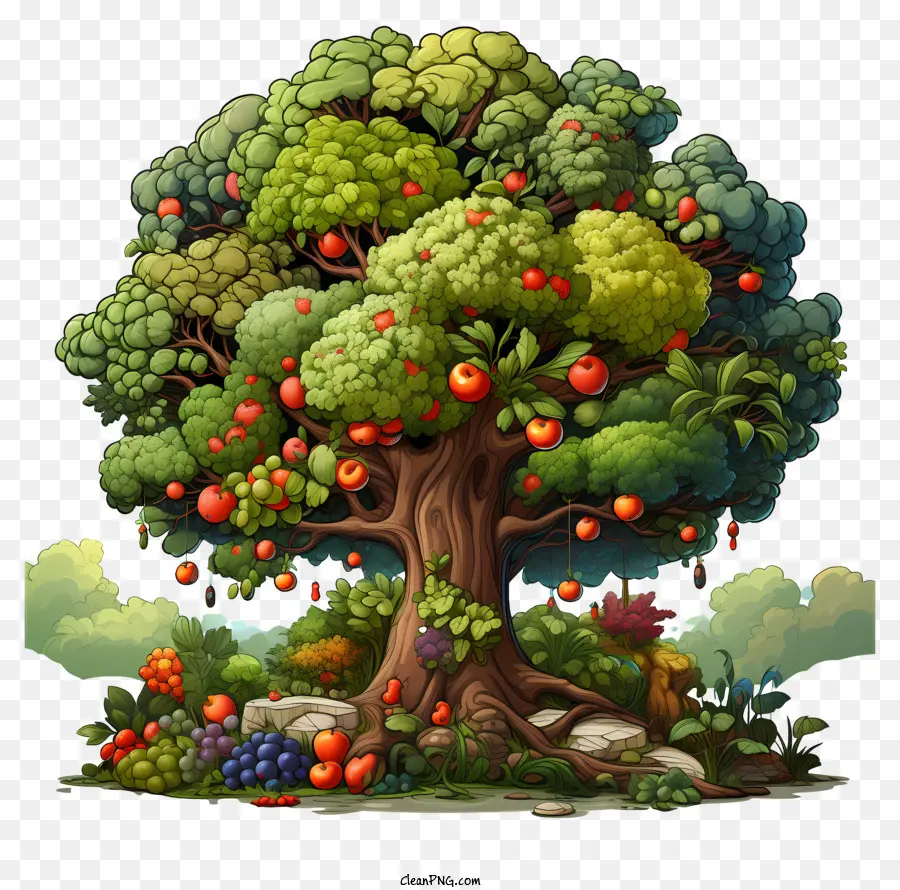 árvore De Fruto，Desenho Animado Imagem PNG