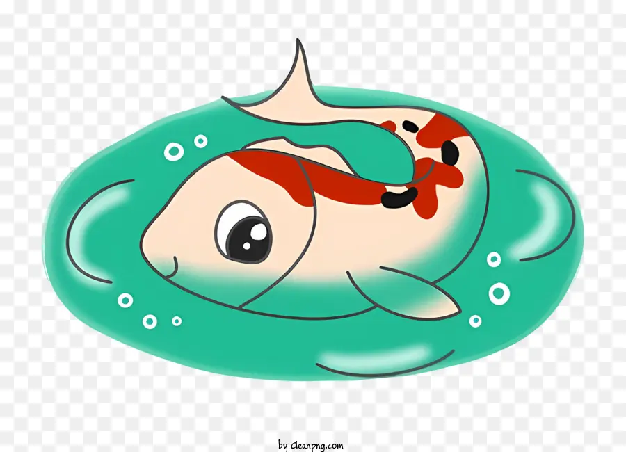 Cartoon Peixe，Design Vermelho E Branco PNG