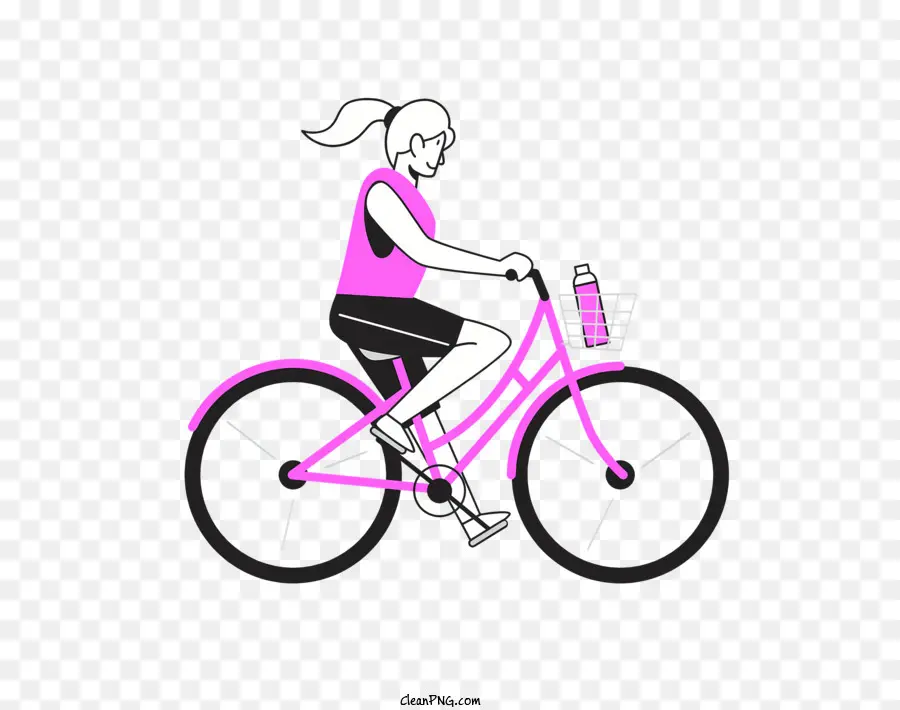 Mulher Em Bicicleta，Bicicleta Cor De Rosa PNG
