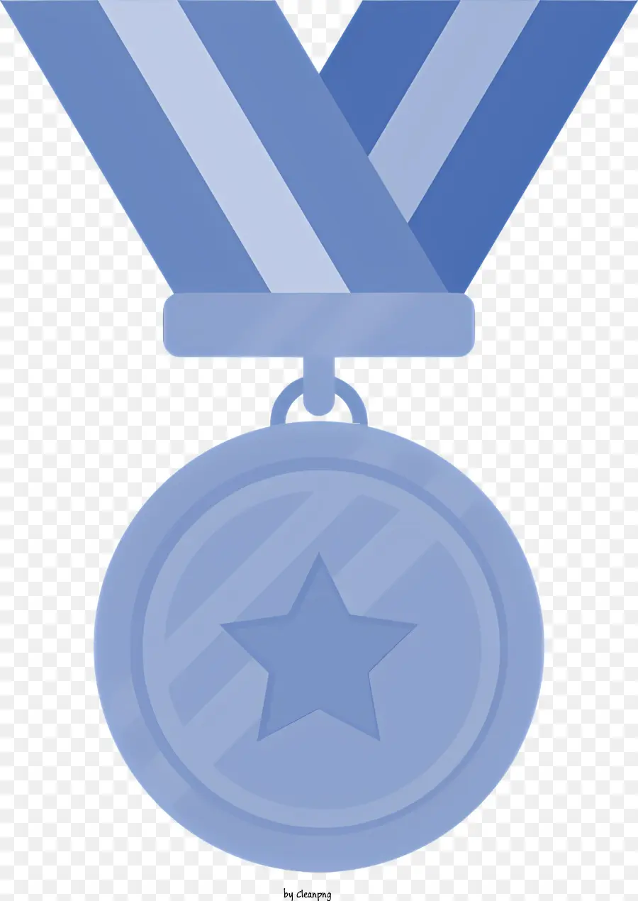 Medalha De Prata，Fita Azul E Branca PNG