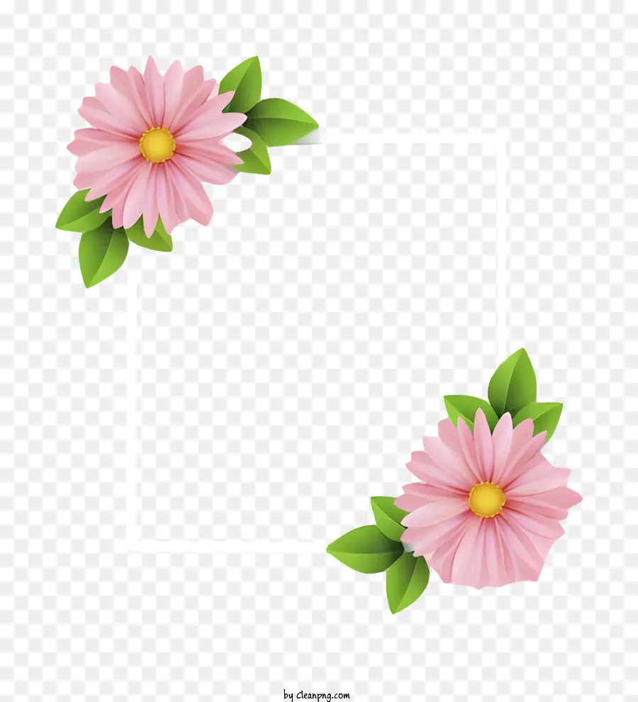 Moldura Quadrada，Flores Cor De Rosa PNG