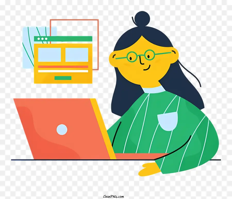 Laptop，Mulher PNG