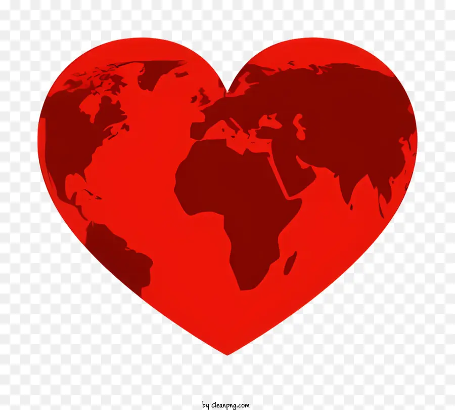 Adesivo Em Forma De Coração，Mapa Do Mundo Vermelho PNG