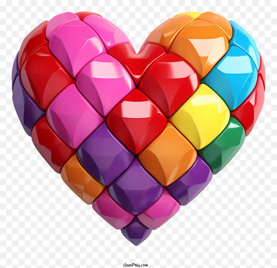 Coração，Quadrados Multicoloridos PNG