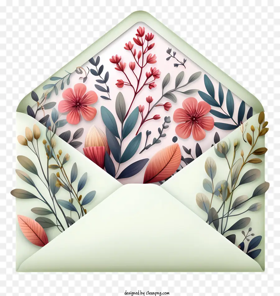 Coração De Envelope，Envelope Floral PNG