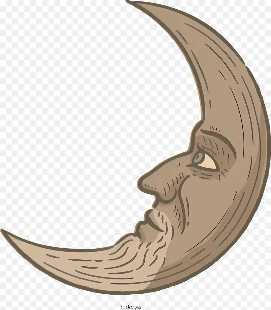 Desenho Da Lua Crescente，Cara De Homem Com Barba PNG