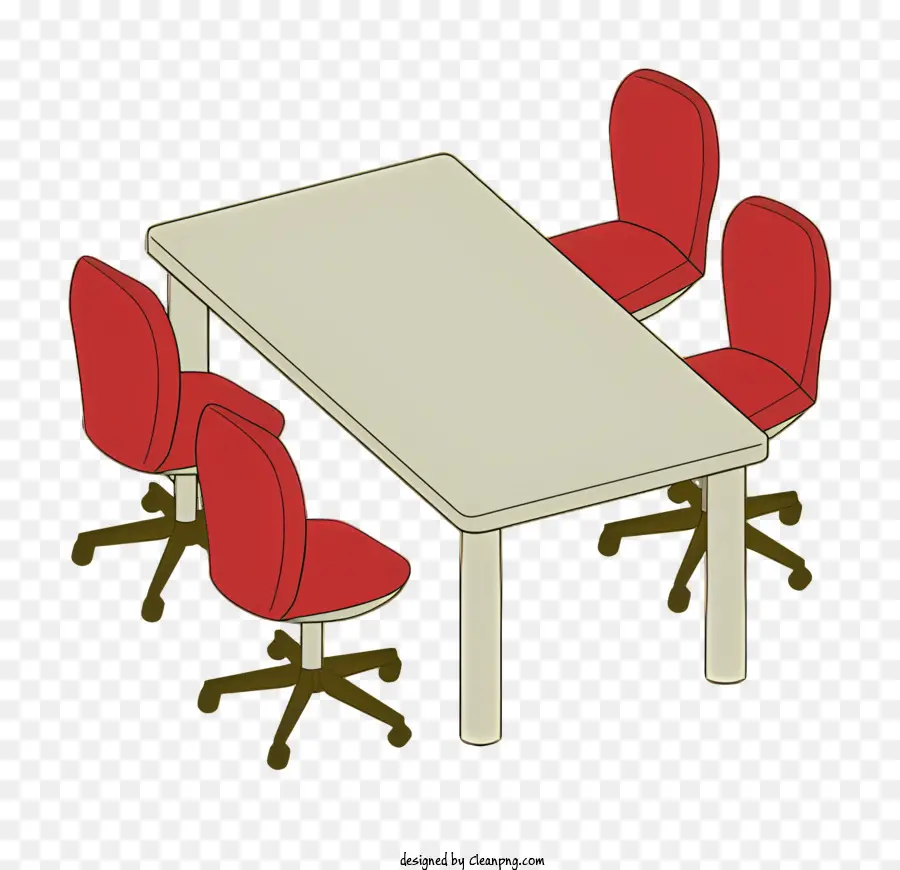 Mesa Com Cadeiras，Assentos Vermelhos Almofadados PNG