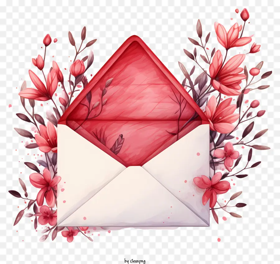 Envelope，Envelope Com Flores PNG