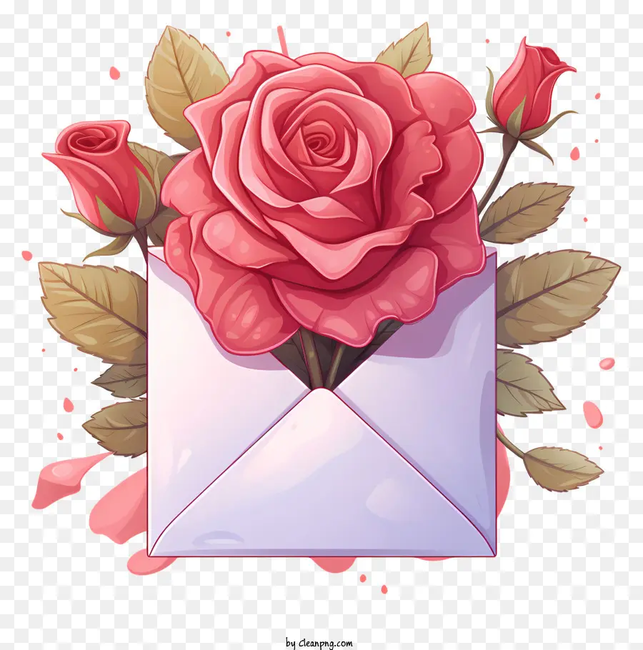 Envelope，Rosas PNG