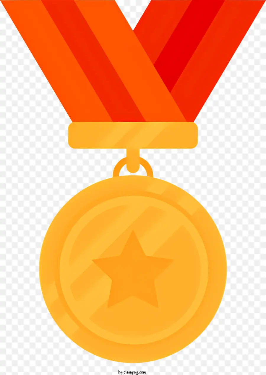 Medalha De Ouro，Fita Vermelha PNG
