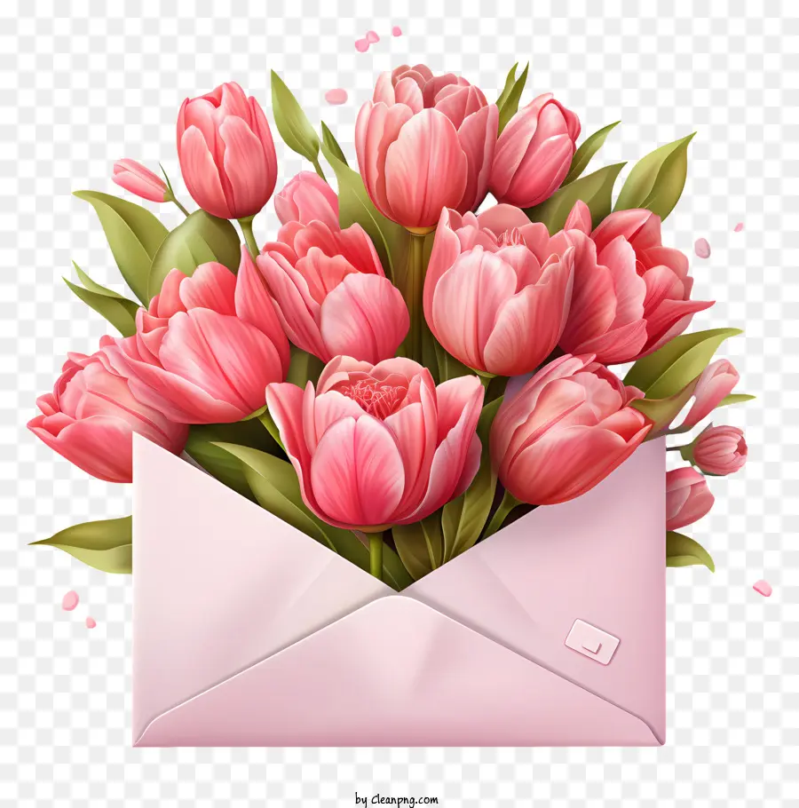 Envelope，Tulipas Cor De Rosa PNG