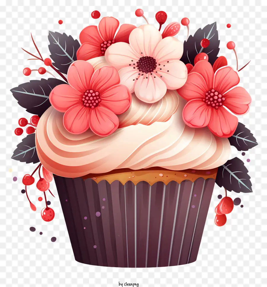 Cupcake，Glacê Rosa PNG