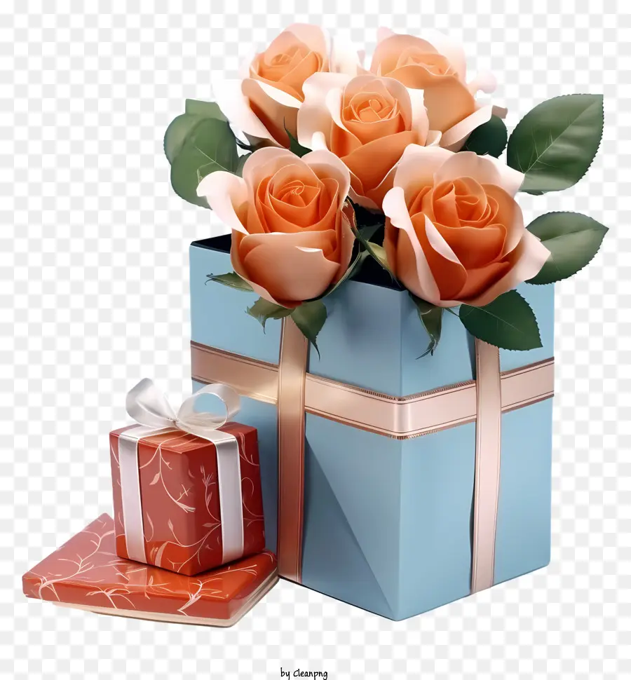 Caixa De Presente，Rosas PNG