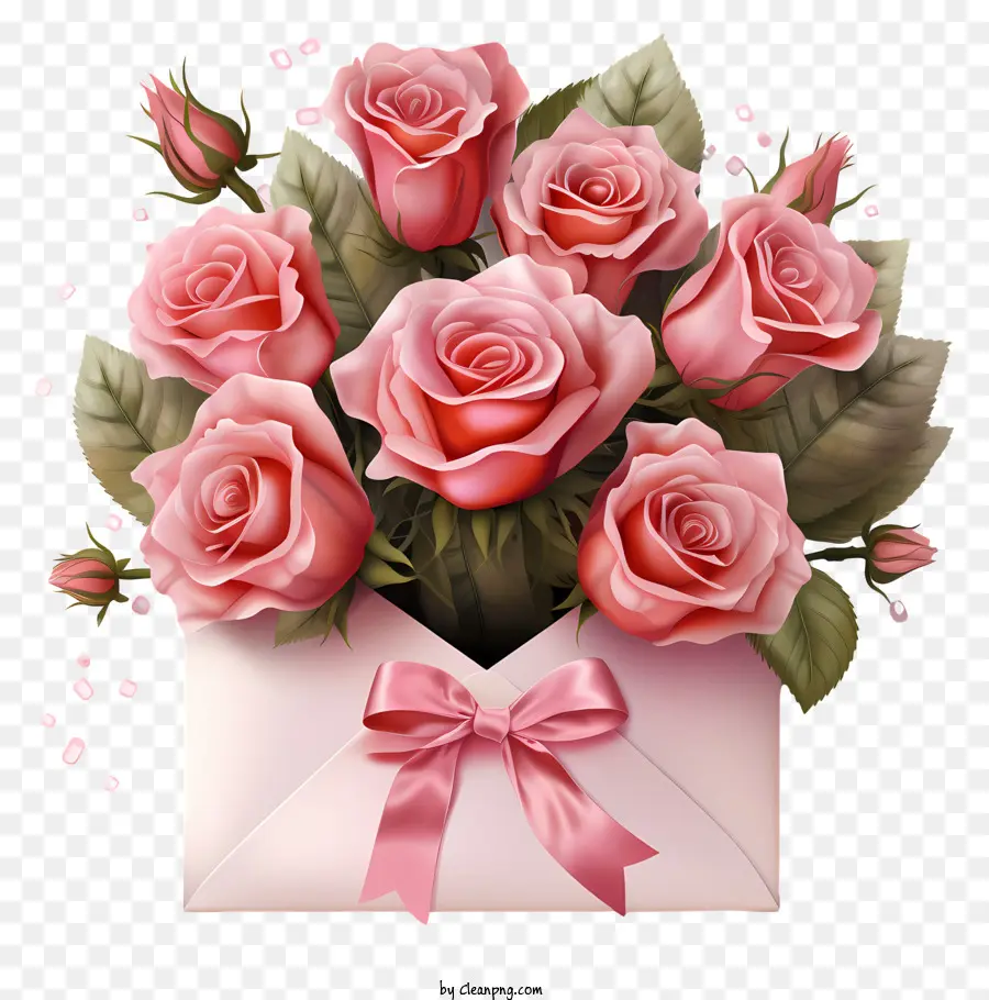 Envelope，Rosas Cor De Rosa PNG