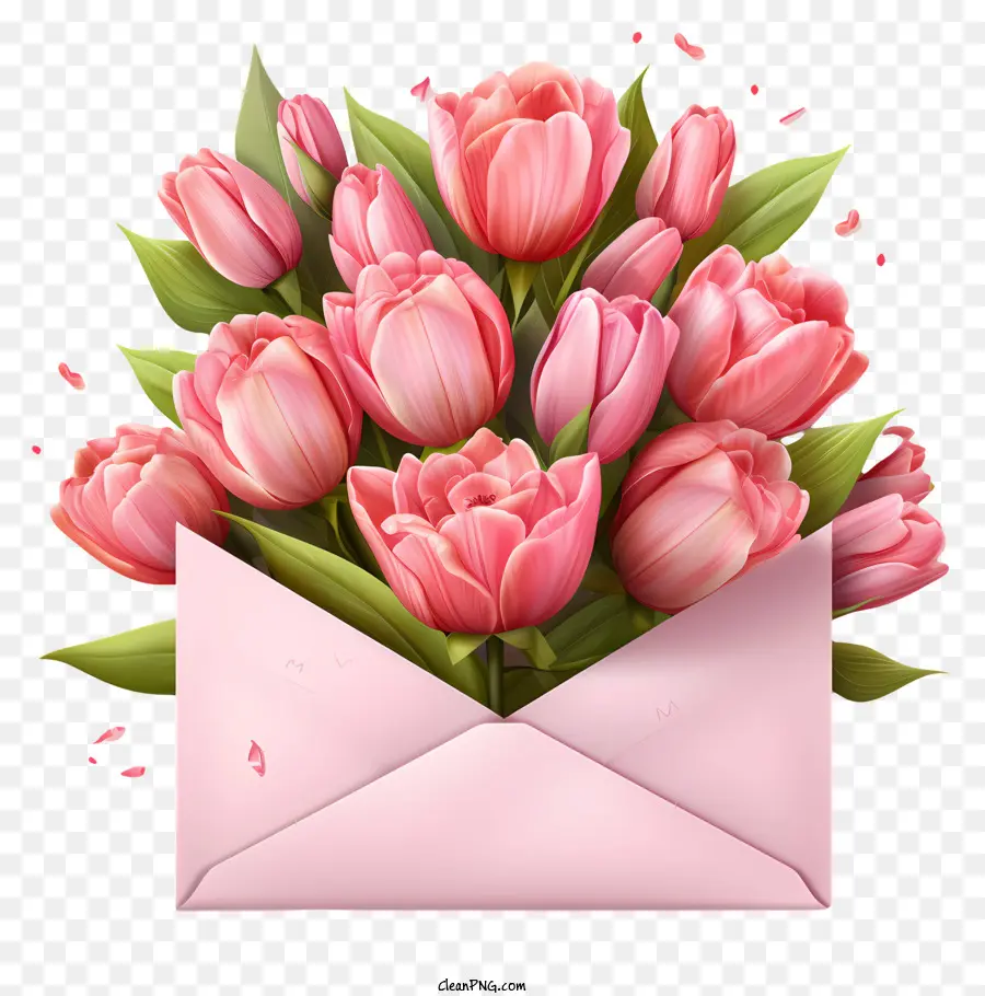 Envelope，Tulipas Cor De Rosa PNG