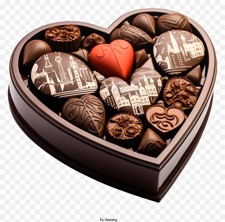 Chocolate，Caixa De Chocolate Em Forma De Coração PNG