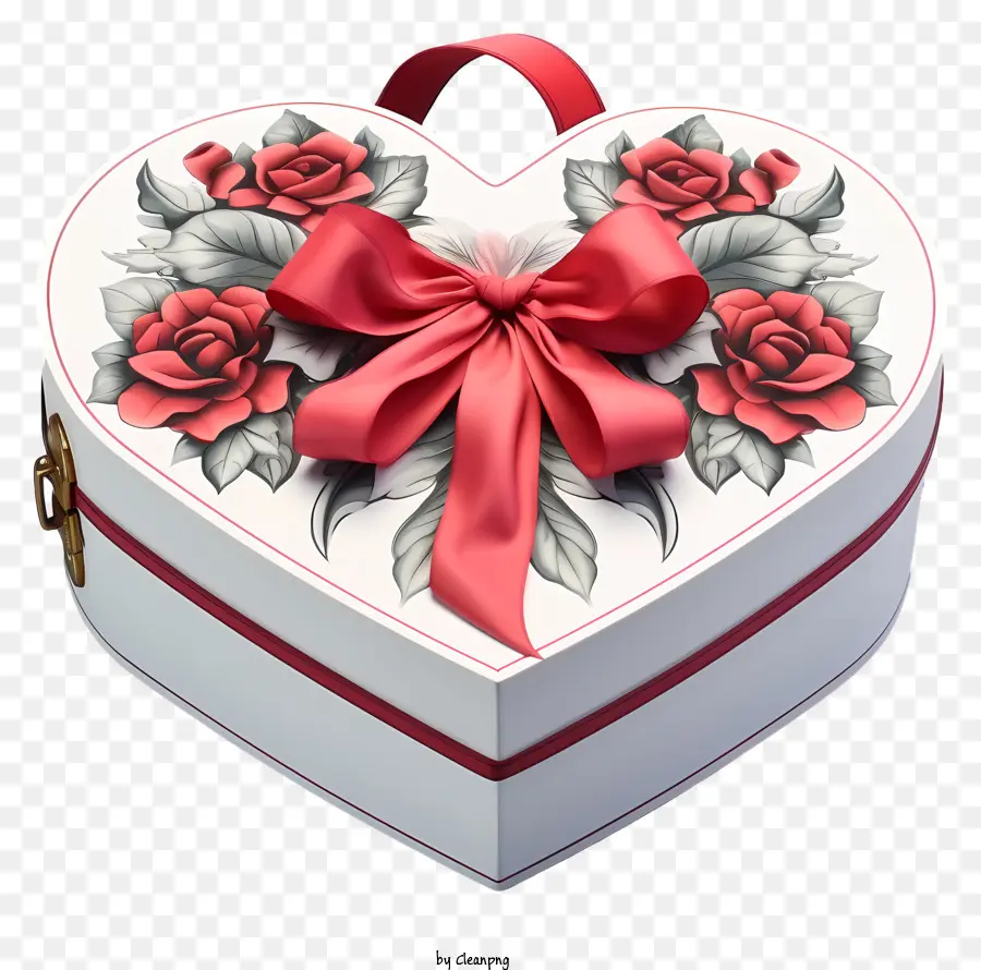 Caixa De Presente，Caixa Em Forma De Coração De Rosa Vermelha PNG