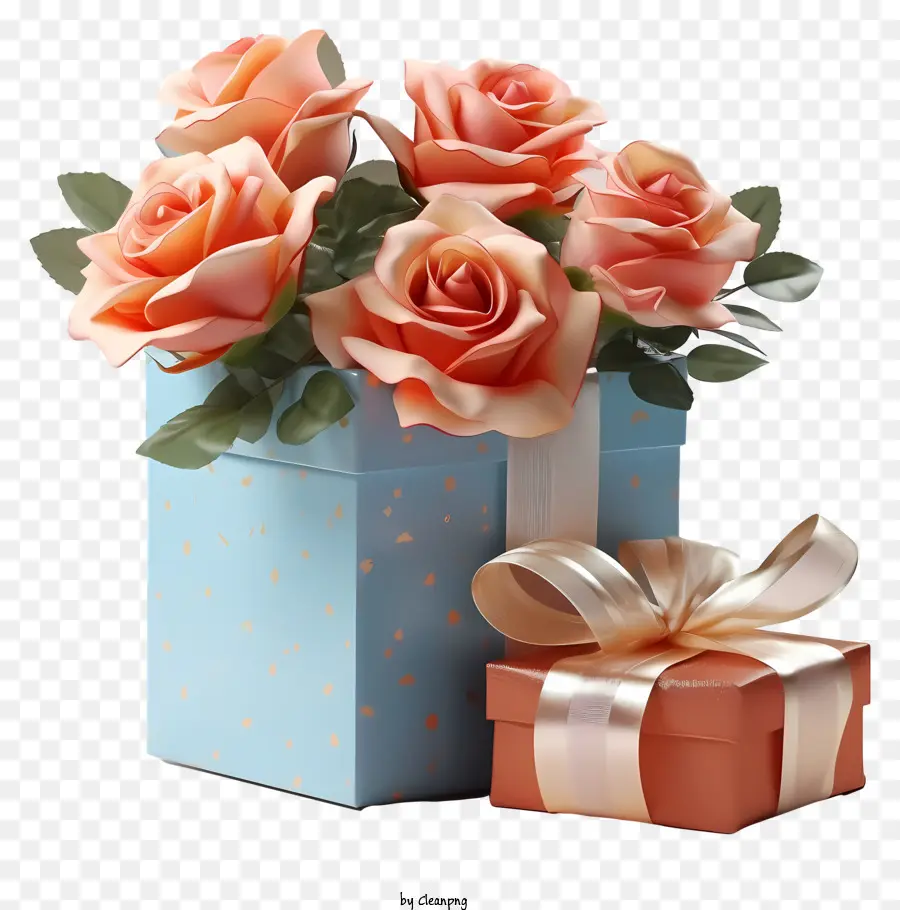Caixa De Presente，Laranja As Rosas PNG