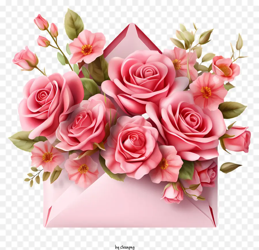 Envelope，Rosas Cor De Rosa PNG