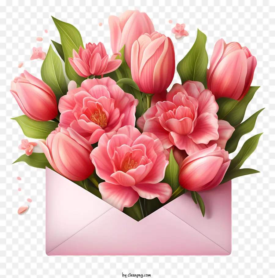 Envelope，Buquê De Tulipa Rosa PNG
