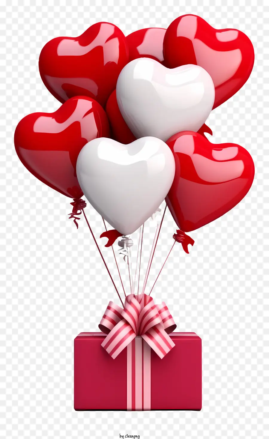 Balão De Presente De Dia Dos Namorados Em 3d Realista，Arranjo De Balão PNG