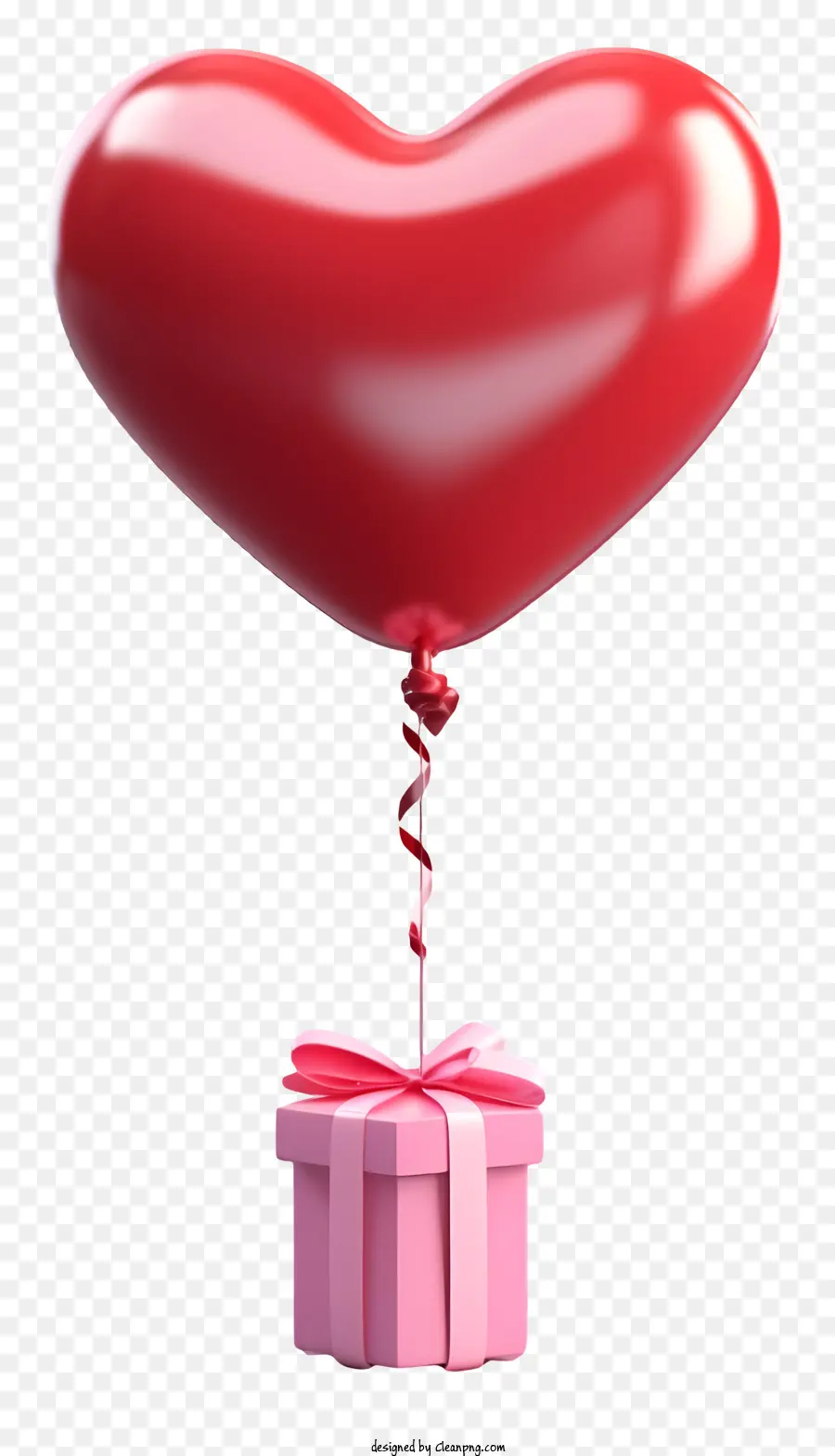 Balão De Presente De Dia Dos Namorados Em 3d Realista，Balão Em Forma De Coração Vermelho PNG