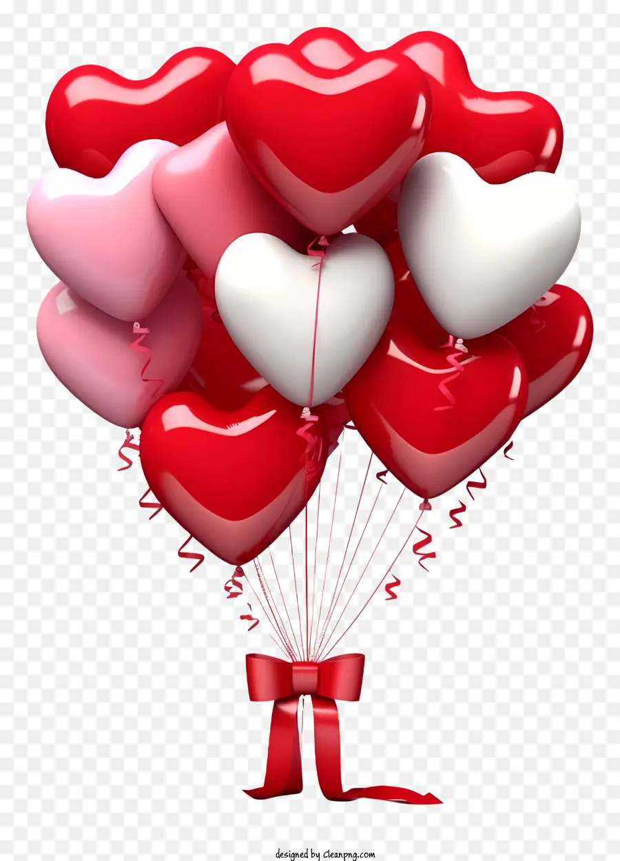 Balão De Presente De Dia Dos Namorados Em 3d Realista，Balões Em Forma De Coração PNG